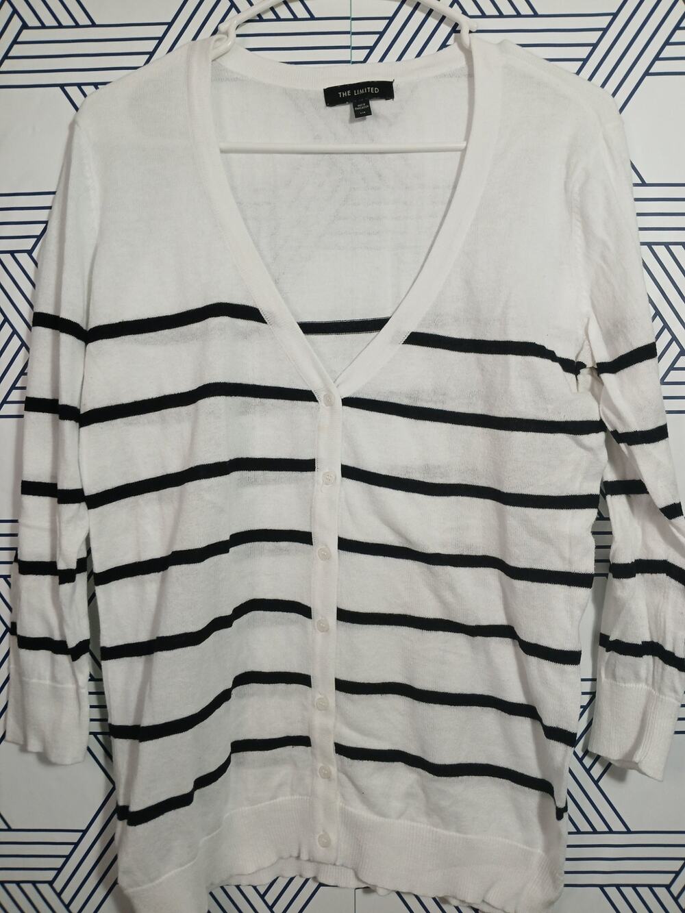 The Limited Striped Button Front Cardigan | French Girl Minimalist Workwear